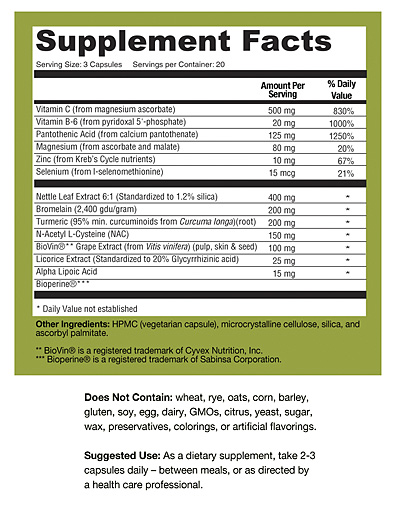 Allergy Support Plus supplement facts